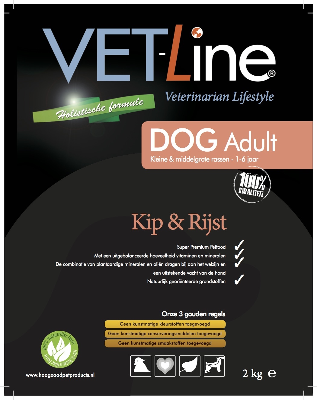 Futter von VET-Line, Hund, Adult, Huhn & Reis
, kleine und mittelgroße Rassen